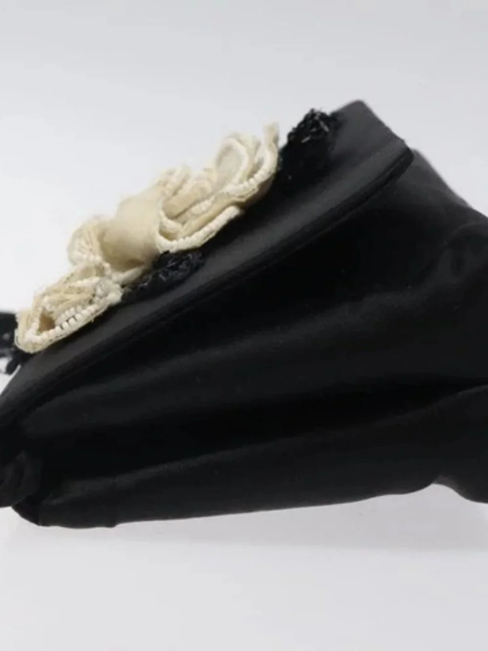 CHANEL Shoulder Bag Silk Black Gold CC Auth 123511